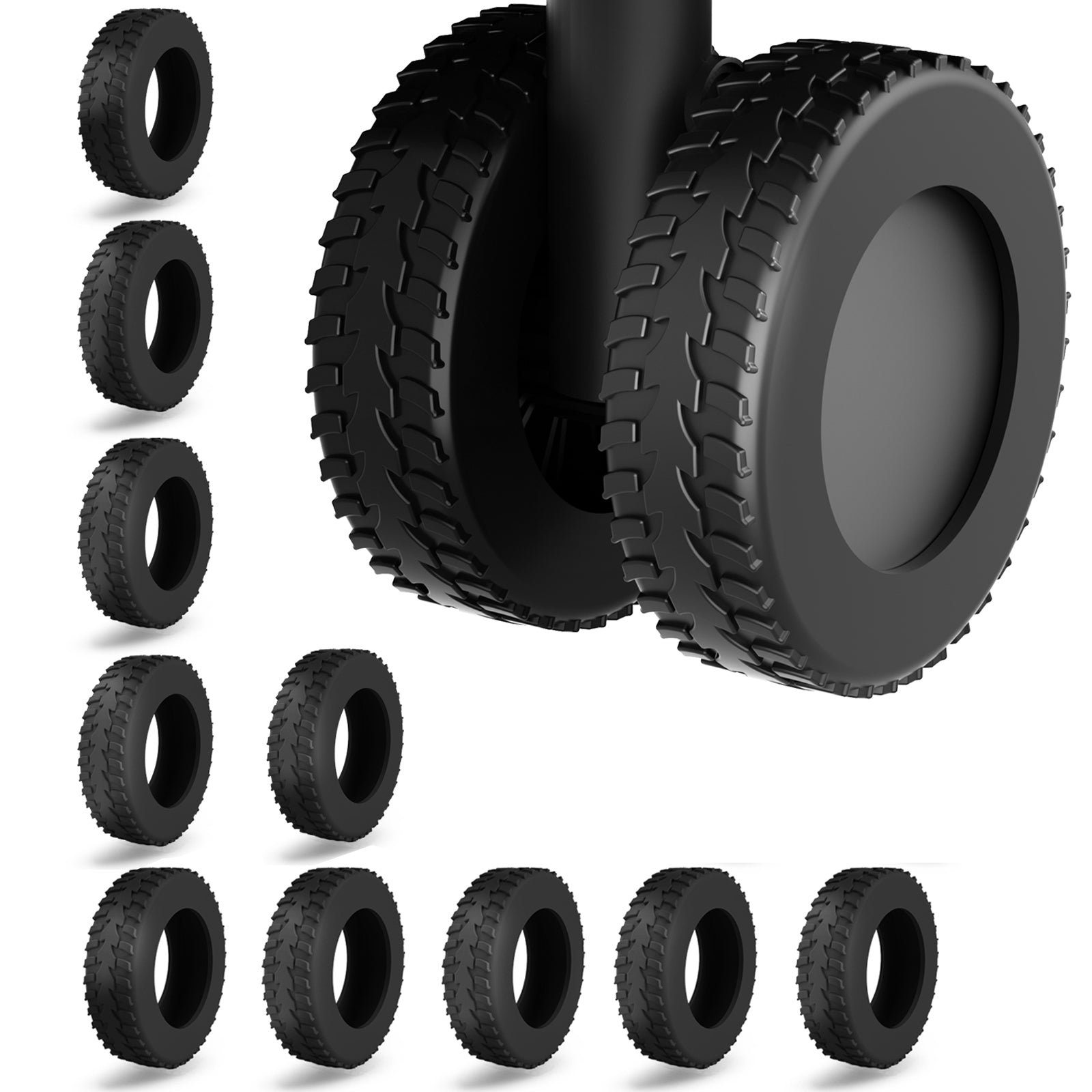 スーツケース キャスターカバー 10個セット シリコン｜静音・キズ防止 幅広10mm 簡単装着（直径5/5.5/6cm対応）