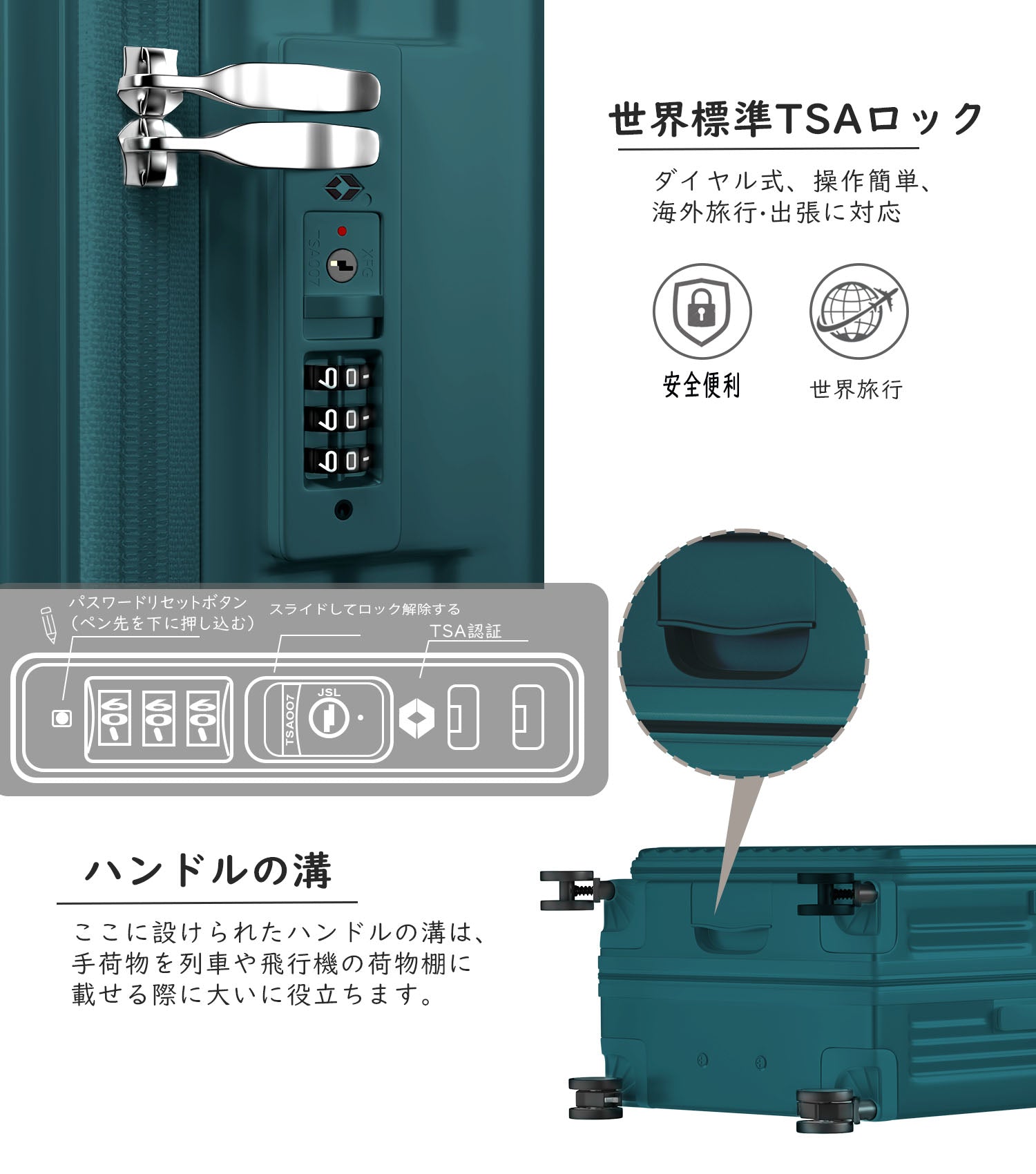 片開き 拡張スーツケース｜省スペース設計 USB・カップホルダー付き 静音キャスター TSAロック 大容量（S/M/L）
