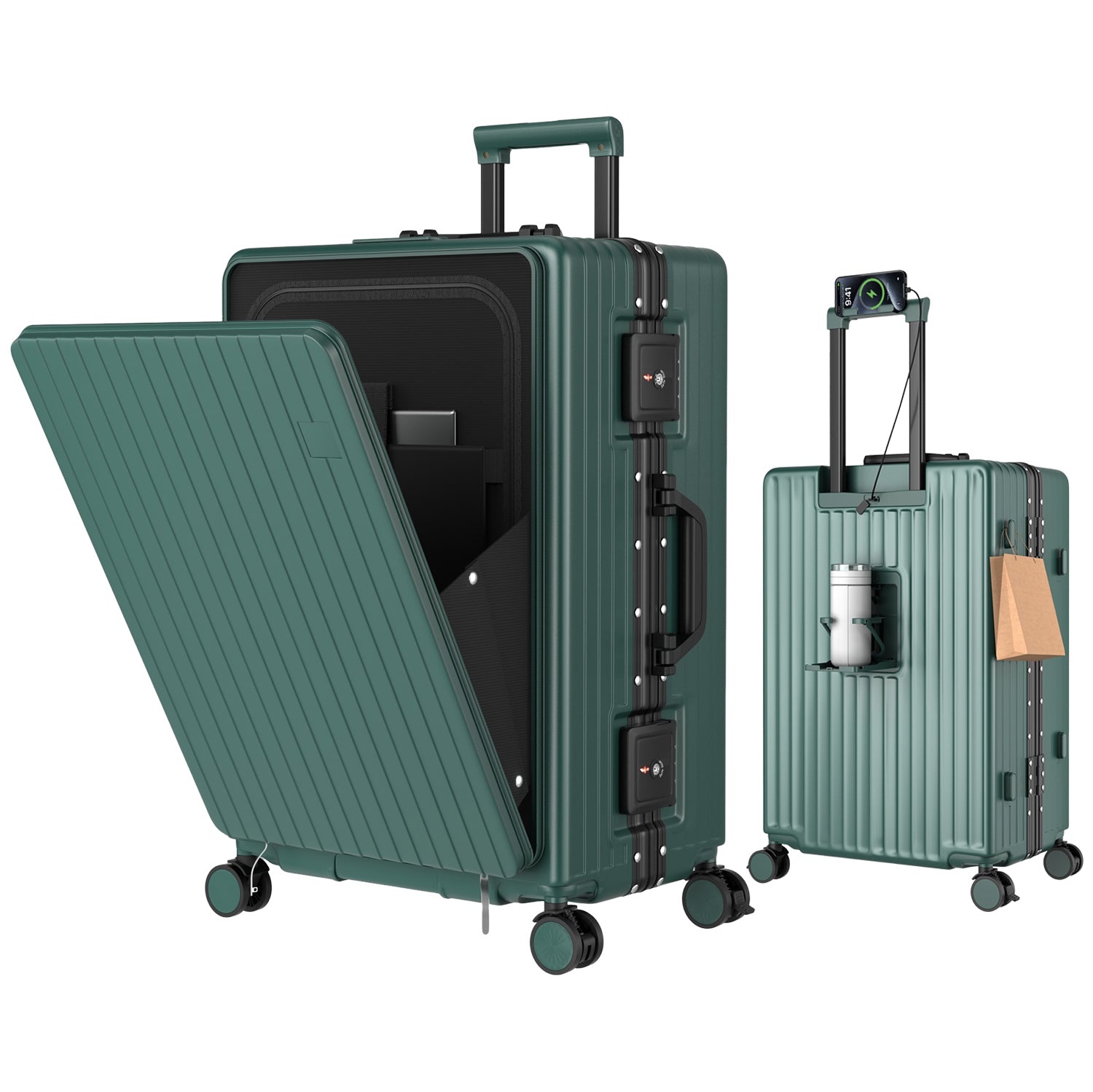 Ashard Front-Open Suitcase - Dark Green main